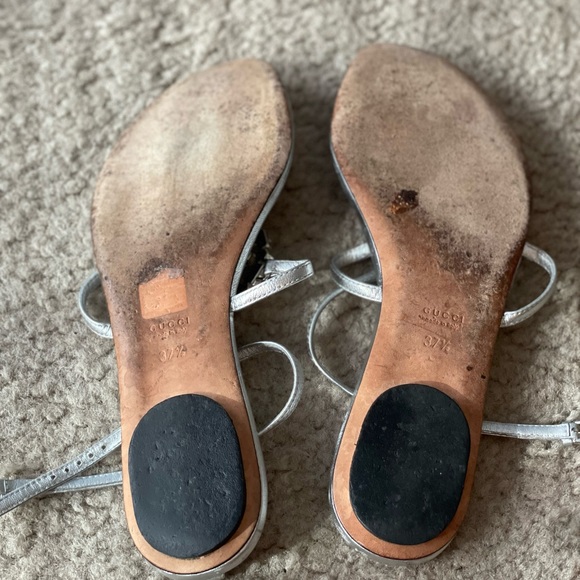 GUCCI Silver Rhinestone GG Gladiator sandal - Picture 4 of 5